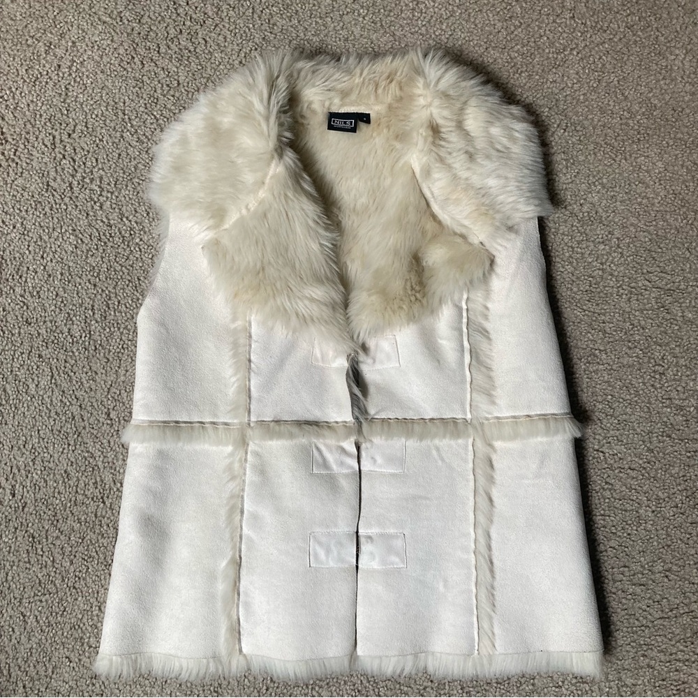 Nils Cream Ivory Tan Suede Faux Fur Shearling Sherpa Vest